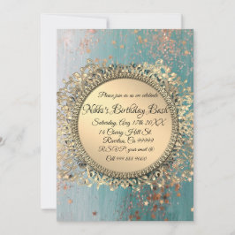 Glittery Stardust på Blue Personlig Birthday Inbjudningar