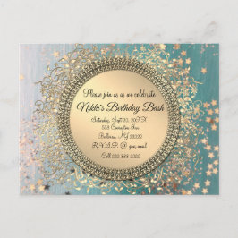 Glittery Stardust på Blue Personlig Birthday Meddelande Vykort