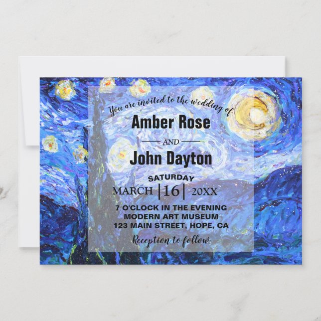Glittery Starry Night Personligt bröllp-inbjudan Inbjudningar (Framsida)
