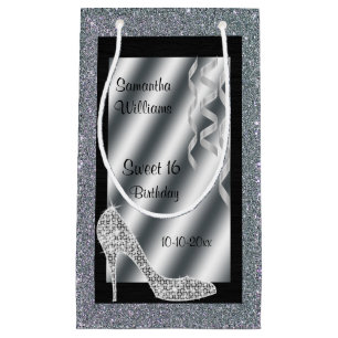 Glittery stilett & banderoller söta 16 för silve