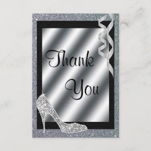 Glittery stilett för silver & banderolltack tack kort