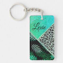 Glittery Teal Tropical Leopard Personlig