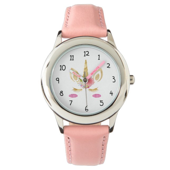 Glittery Unicorn Head Armbandsur (Framsida)