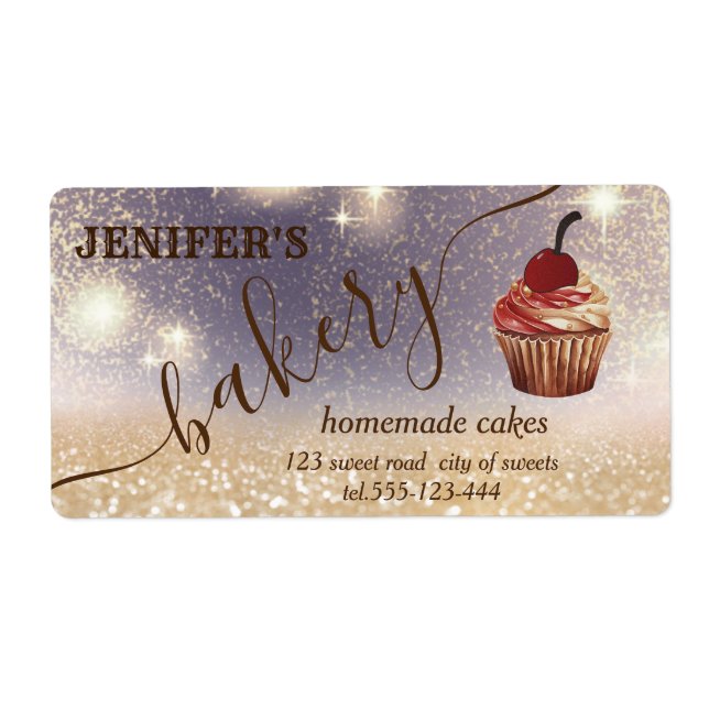 Glittery vintage cuptårtskript bakverk fraktsedel (Framsidan)