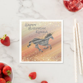 Glittery Whimsique Unicorn Personlig Pappersservett
