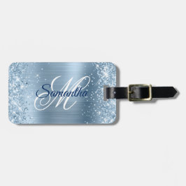 Glittlight Blue Foil Finare Monogram Bagagebricka