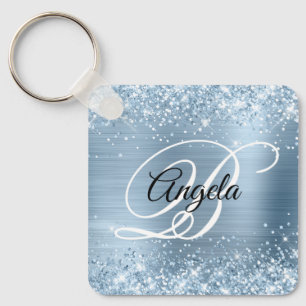 Glittlight Blue Foil Finare Monogram Nyckelring