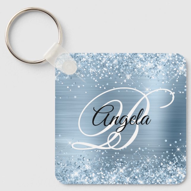 Glittlight Blue Foil Finare Monogram Nyckelring (Framsida)