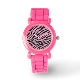 Glittrad Rosa Zebra tryck Armbandsur