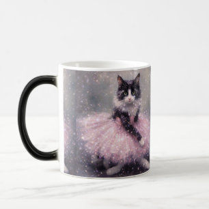 Glittrande ballerina katt i rosa tutu magisk mugg