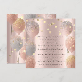 Glittrande ballong i roséguld Bröllop Sweet 16 Inbjudningar