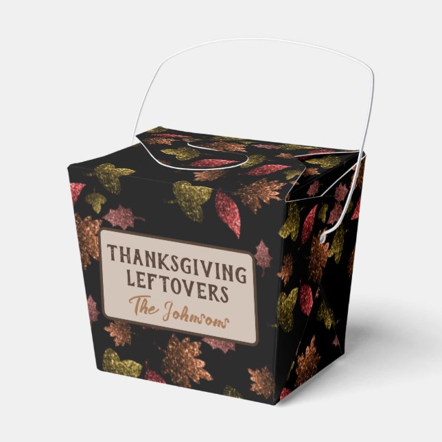 Glittrande blad Thanksgiving rester Anpassad text Presentaskar (Framsidan Sidan)