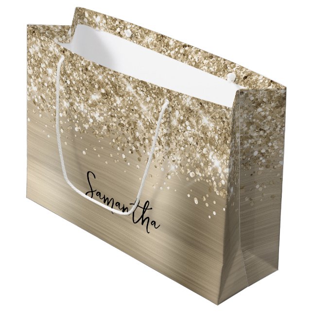 Glittrande blekguld Glam Namn (Framsidan Vinklad)