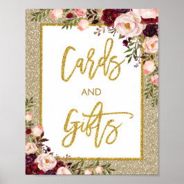 Glittrande blomsterkort och presentkort Bröllopsaf Poster