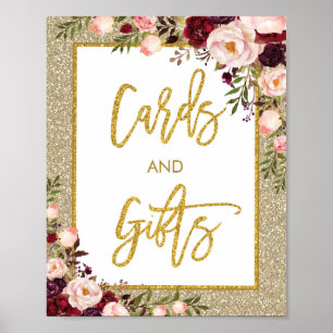 Glittrande blomsterkort och presentkort Bröllopsaf Poster