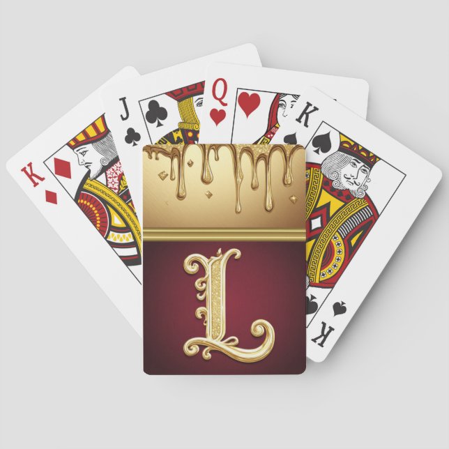 Glittrande bokstav L-monogram med droppande vätska Casinokort (Baksidan)