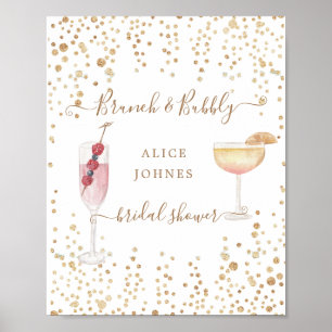 glittrande cocktaildrycker i guld bröllopsbrunch poster