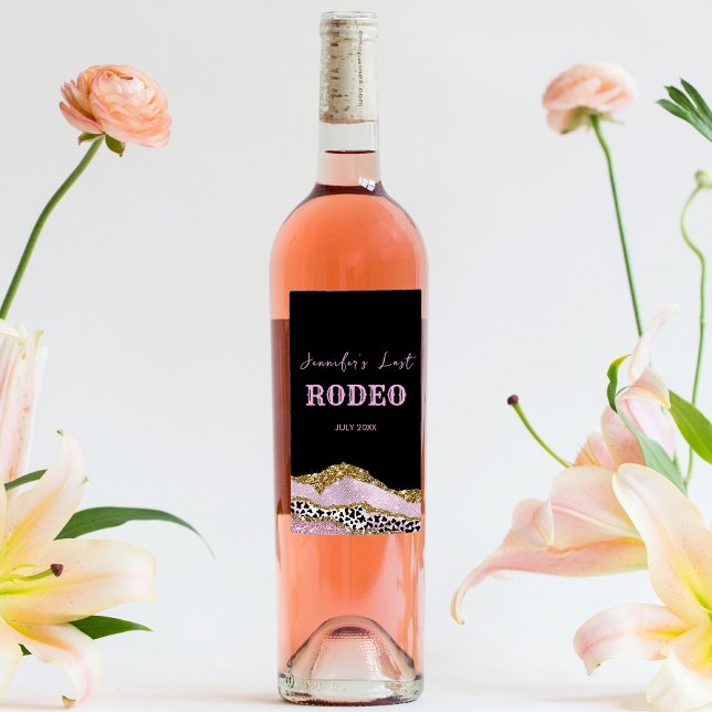 Glittrande Disco-cowgirl Henparty, guldglitter Vinflaska Etikett (Skapare uppladdad)