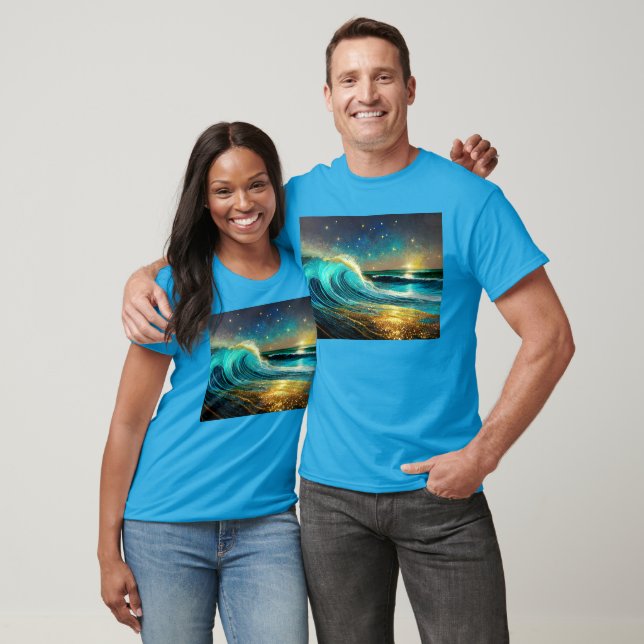 Glittrande divergerande havsvågor t shirt (Unisex)