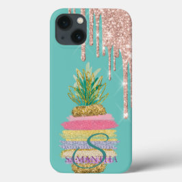 Glittrande Droppande Randig Ananas Mintgrön