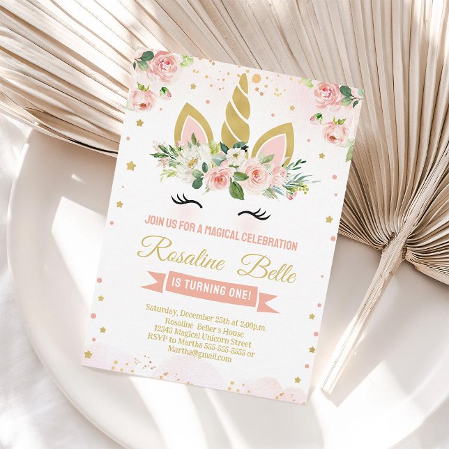 Glittrande enhörning magisk födelsedagsinbjudan inbjudningar (Skapare uppladdad)
