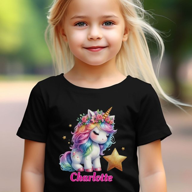 Glittrande enhörning magisk stjärna barn svart t shirt (Skapare uppladdad)