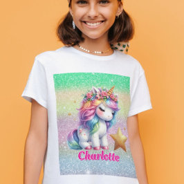 Glittrande enhörning magisk stjärna  t shirt