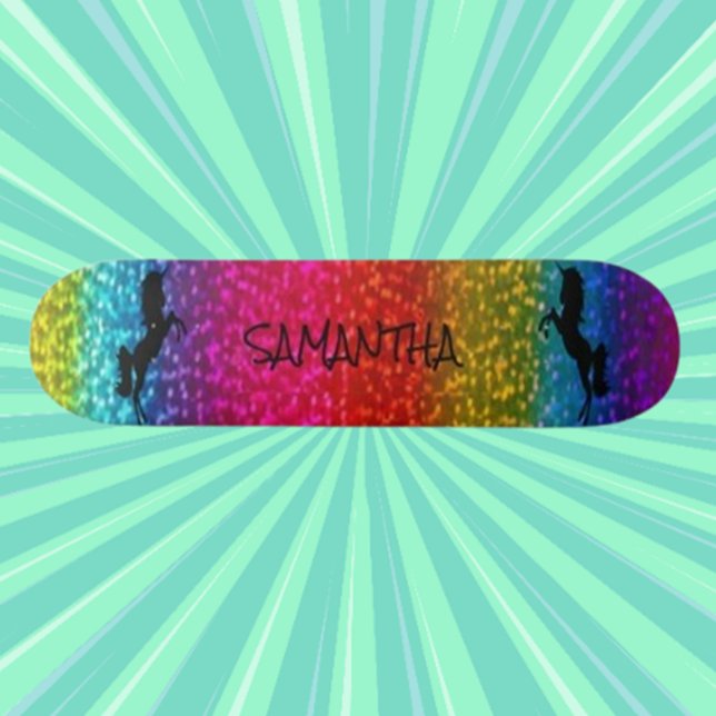 Glittrande Enhörning Mini Skateboard Bräda 18,5 Cm (Pastel Glitter Skateboard )