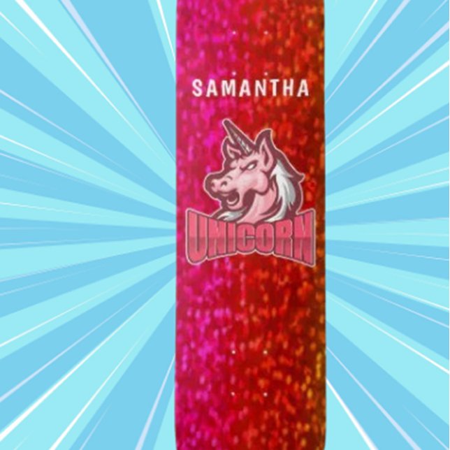 Glittrande Enhörning Mini Skateboard Bräda 18,5 Cm (Personalized Skateboard Name)