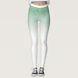 Glittrande färgdropp Mintgrön Glam Estetik Leggings