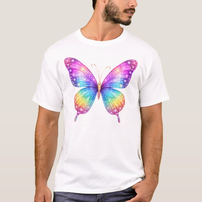 Glittrande fjäril t shirt (Framsida)
