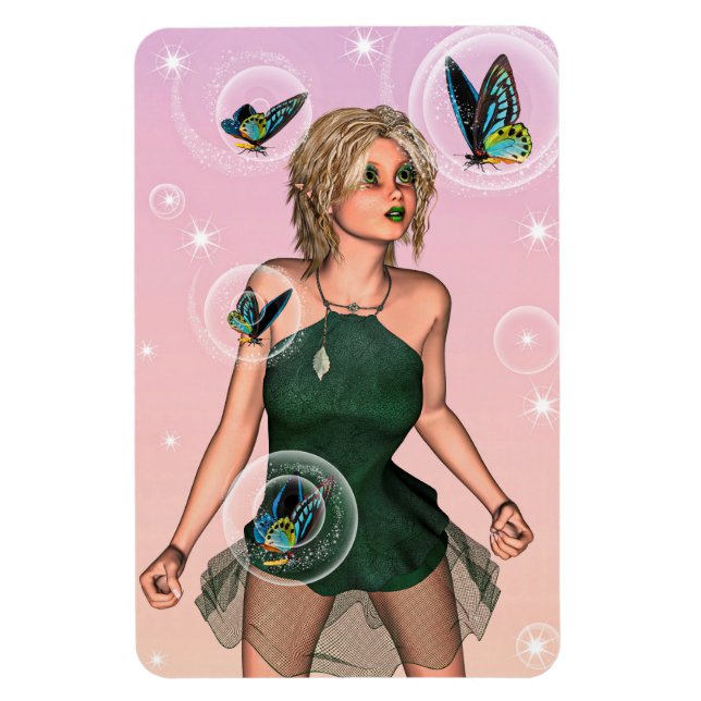 Glittrande Fjärilsfée Fantasi Konst Magnet (Vertikal)