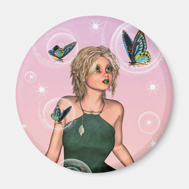 Glittrande Fjärilsfée Fantasi Konstarbeten Magnet (Framsidan)
