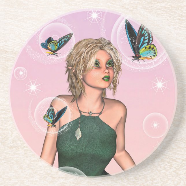 Glittrande Fjärilsfée Fantasi Konstarbeten Underlägg (Framsidan)