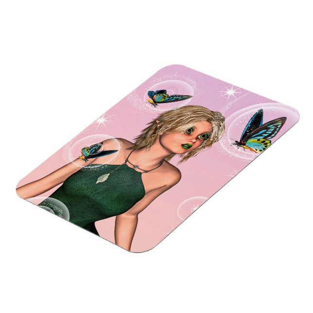 Glittrande Fjärilsfée Fantasiart Magnet (Vänstra Sidan)