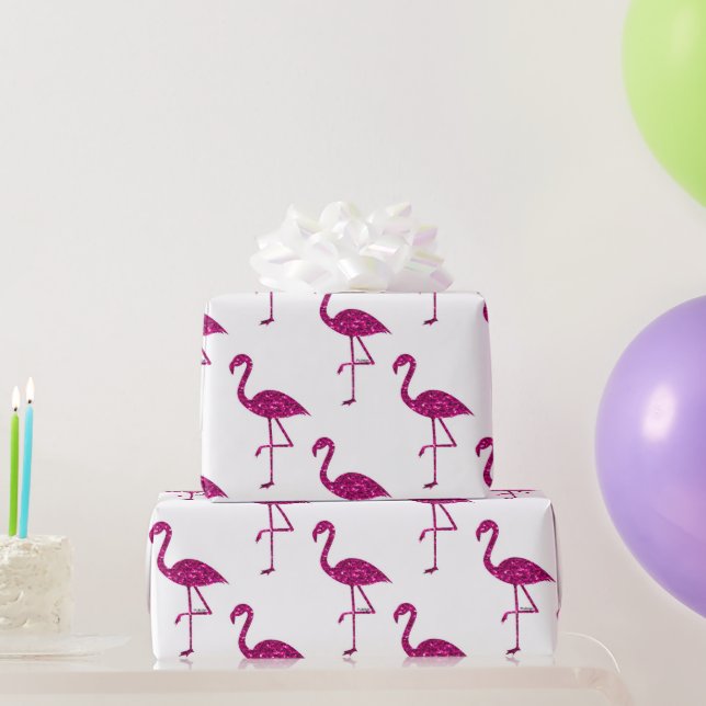 Glittrande flamingo Rosa glitter gnistrar mönster Presentpapper (Festgåvor)