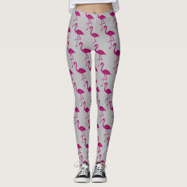 Glittrande flamingo Rosa glittermönster grått Leggings
