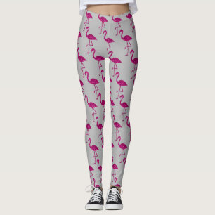 Glittrande flamingo Rosa glittermönster grått Leggings