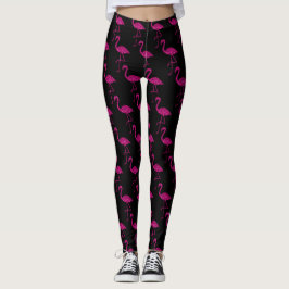 Glittrande flamingo Rosa glittermönster svart Leggings
