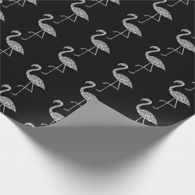 Glittrande flamingo Silver glitter gnistrar mönste Presentpapper (Hörn)