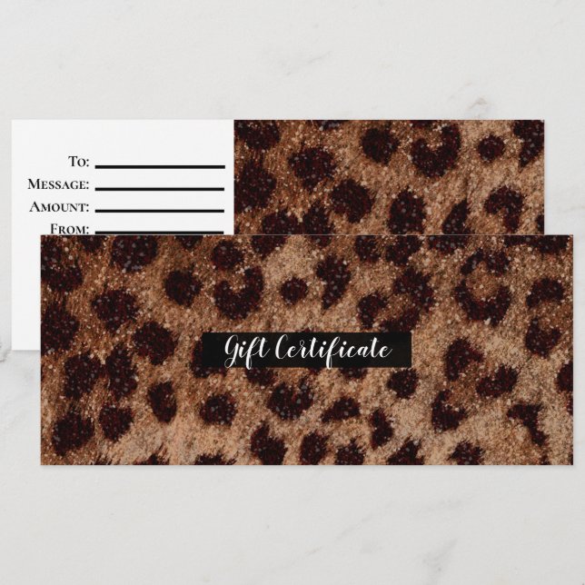 Glittrande Glitter Leopard Gepard Presentkort Inbjudningar (Fram/baksida)