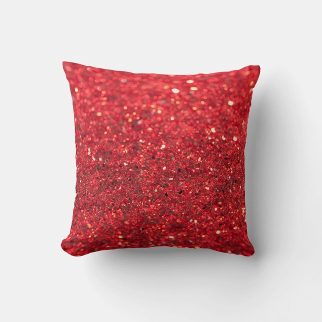Glittrande glitter röd falska sequins semester kudde (Framsida)
