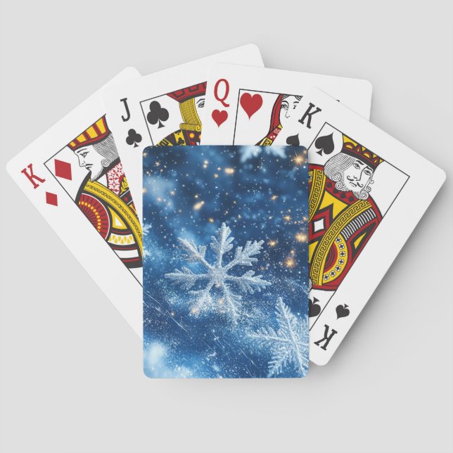 Glittrande glitter snöflingor vinter jul casinokort (Baksidan)