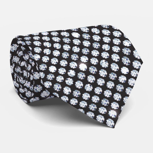 Glittrande gnistrande diamant på svart bakgrund slips (Rullad)
