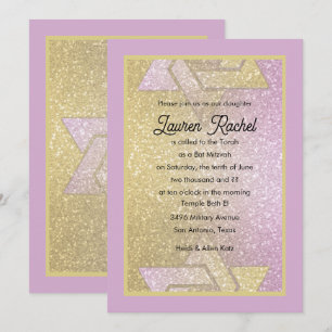 Glittrande Gradient Bat Mitzvah Rosa Guld Inbjudningar