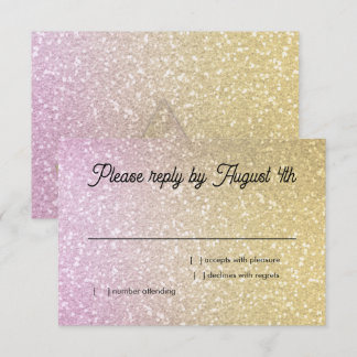Glittrande Gradient RSVP Guld och Rosa OSA Kort
