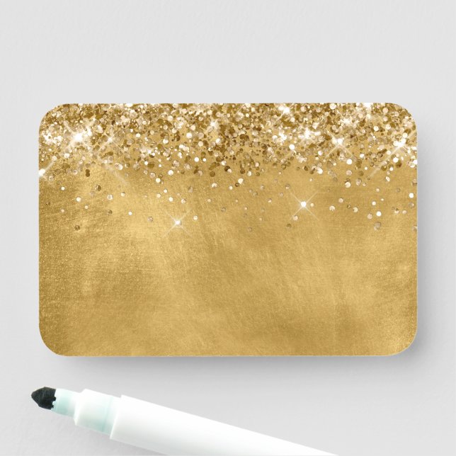 Glittrande guld blank namnbricka (På plats)
