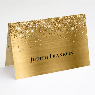 Glittrande Guld Elegant Typsnitt Platskort Bordsnummer