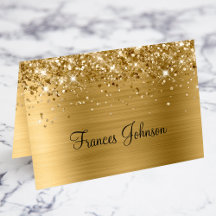 Glittrande Guld Enskilda Namn Platskort