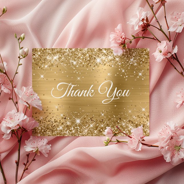 Glittrande Guld Folie 21-års Födelsedags Tack Kort (Glittery Gold Foil 21st Birthday Thank You Postcard)